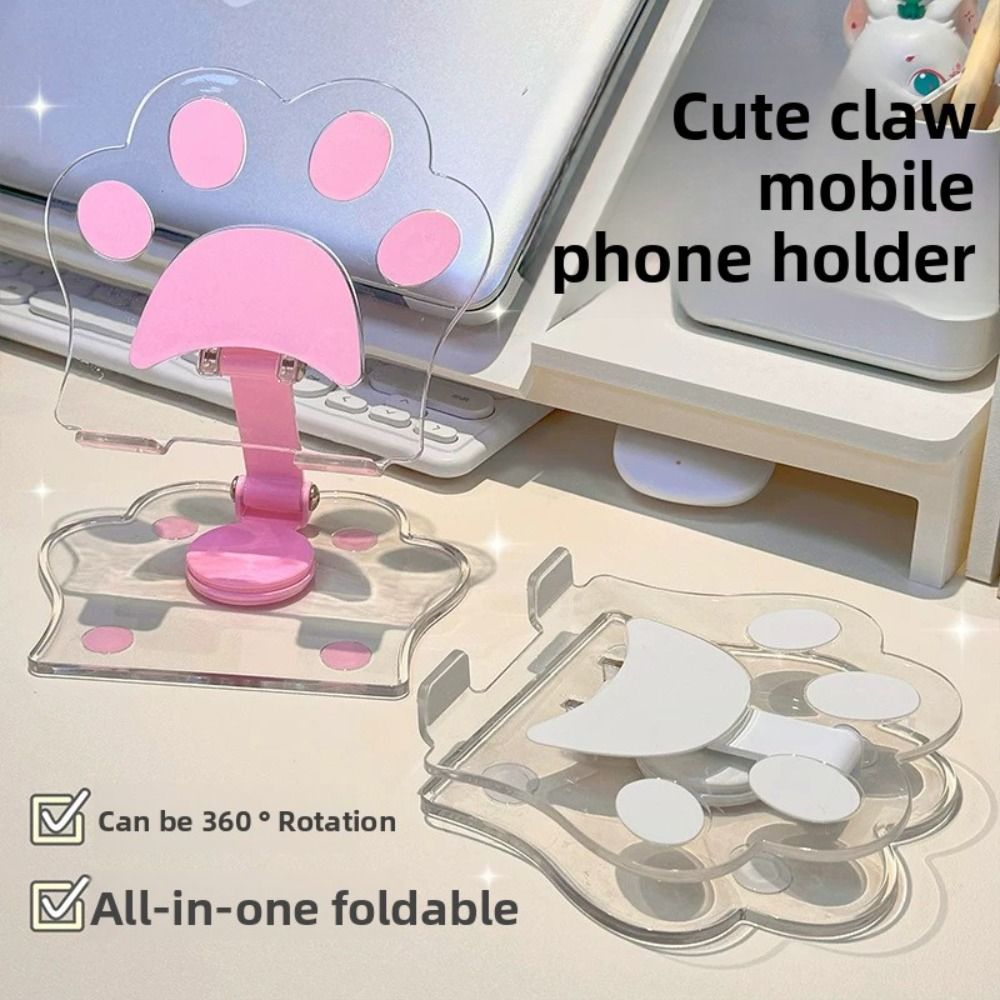 Tablet Accessories For Kids - Tragbarer Niedlicher Katzenpfoten-Tabletständer Drehbarer Acryl-Telefonhalter für